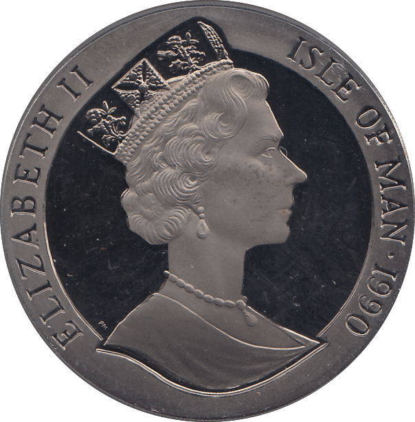 1990 SILVER PROOF ONE CROWN ISLE OF MAN - SILVER WORLD COINS - Cambridgeshire Coins