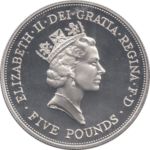 1990 SILVER THE QUEEN MOTHER FIVE POUNDS ( PROOF ) - SILVER WORLD COINS - Cambridgeshire Coins