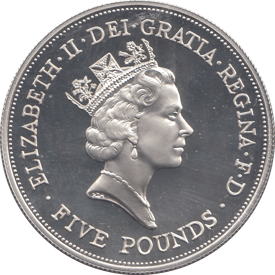 1990 SILVER THE QUEEN MOTHER FIVE POUNDS ( PROOF ) - SILVER WORLD COINS - Cambridgeshire Coins