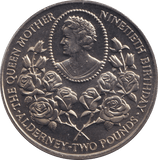 1990 TWO POUNDS QUEEN MOTHER NINETIETH BIRTHDAY ALDERNEY - WORLD COINS - Cambridgeshire Coins