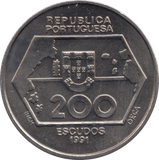 1991 200 ESCUDOS PORTUGAL - WORLD COINS - Cambridgeshire Coins