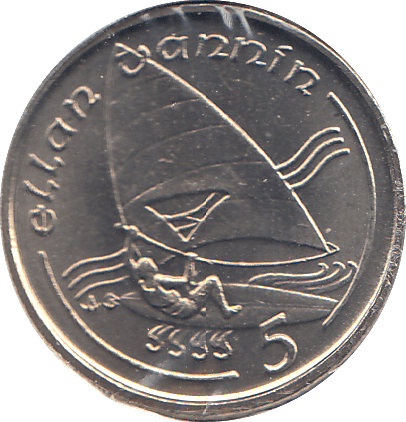 1991 5 PENCE ELLAN VANNIN ( BU ) - WORLD COINS - Cambridgeshire Coins
