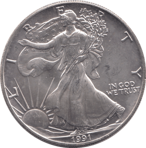 1991 AMERICAN EAGLE SILVER DOLLAR 1 OZ FINE SILVER - WORLD COINS - Cambridgeshire Coins