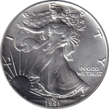 1991 AMERICAN EAGLE SILVER LIBERTY DOLLAR 1 OZ FINE SILVER USA - SILVER WORLD COINS - Cambridgeshire Coins