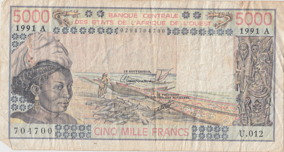 1991 BANKNOTE 5000 FRANCS CENTRAL WEST AFRICA BANK REF 1590 - World Banknotes - Cambridgeshire Coins