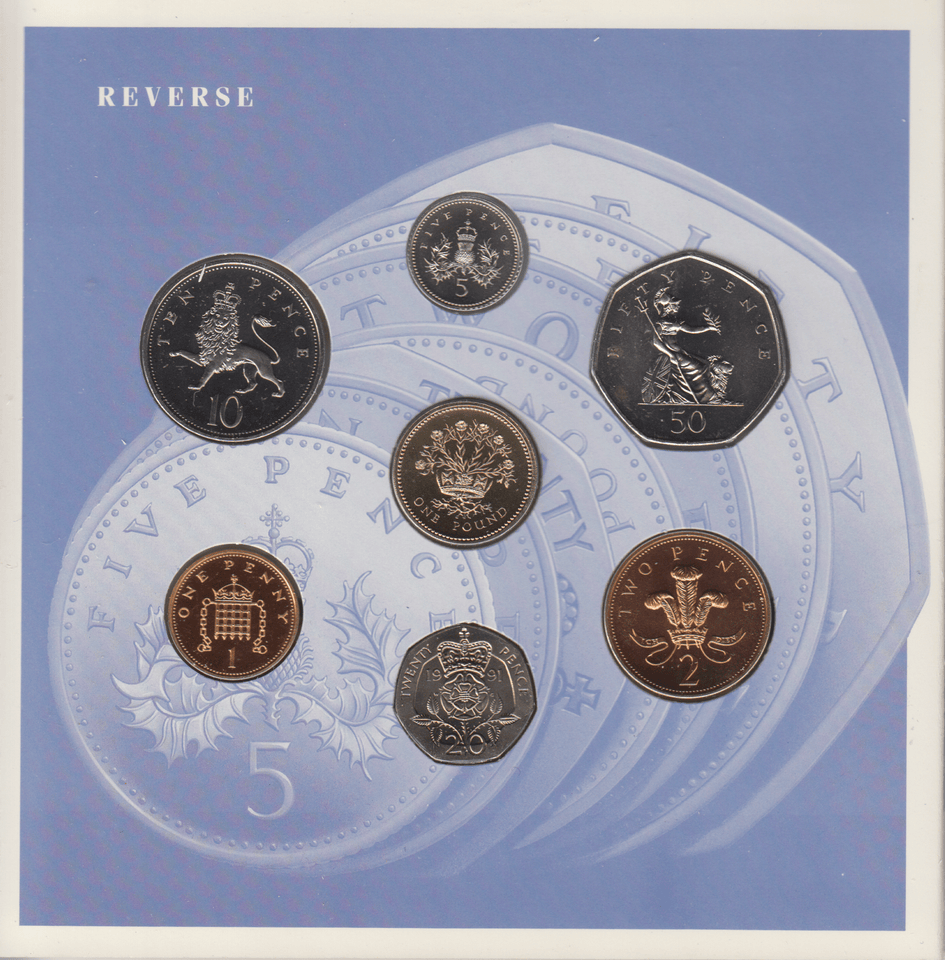 1991 BRILLIANT UNCIRCULATED COIN YEAR SET - Brilliant Uncirculated Year Sets - Cambridgeshire Coins
