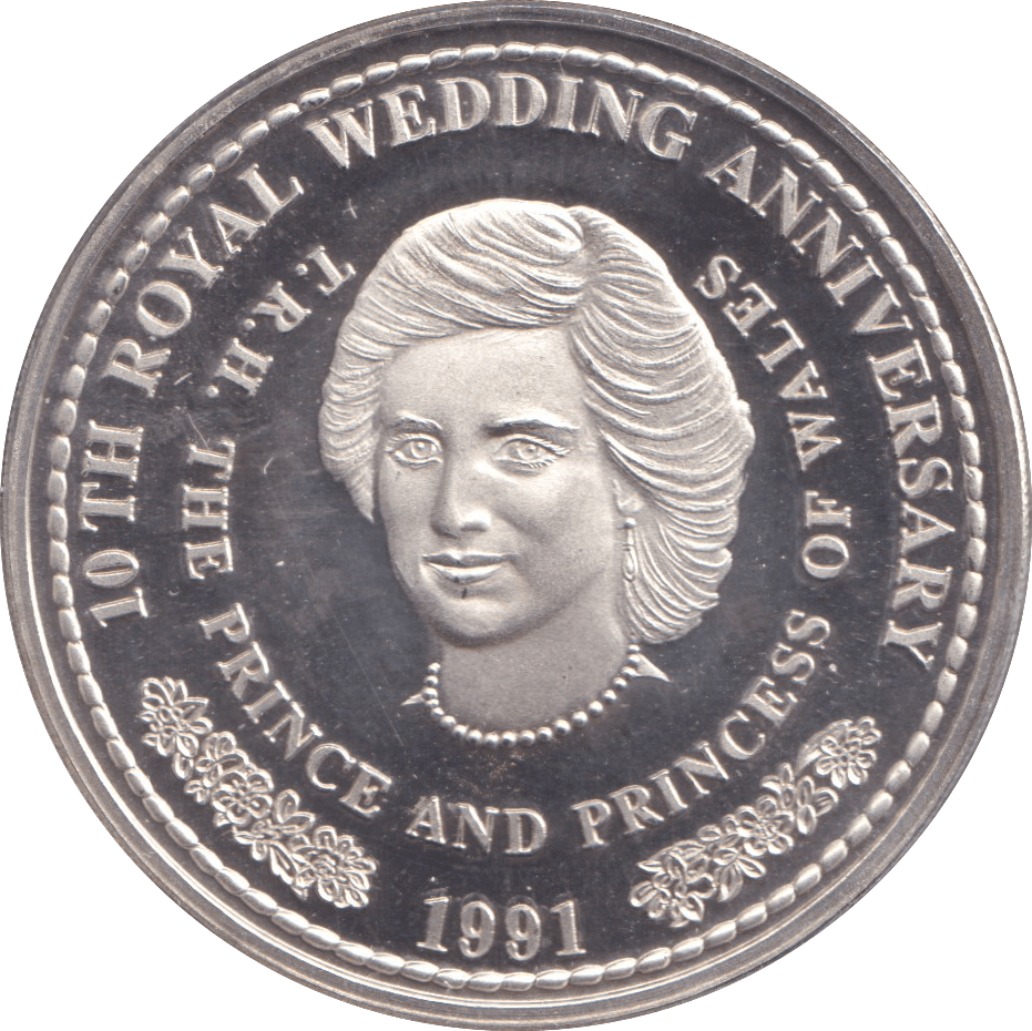 1991 CROWN 10TH WEDDING ANNIVERSARY TURKS AND CAICOS - SILVER WORLD COINS - Cambridgeshire Coins