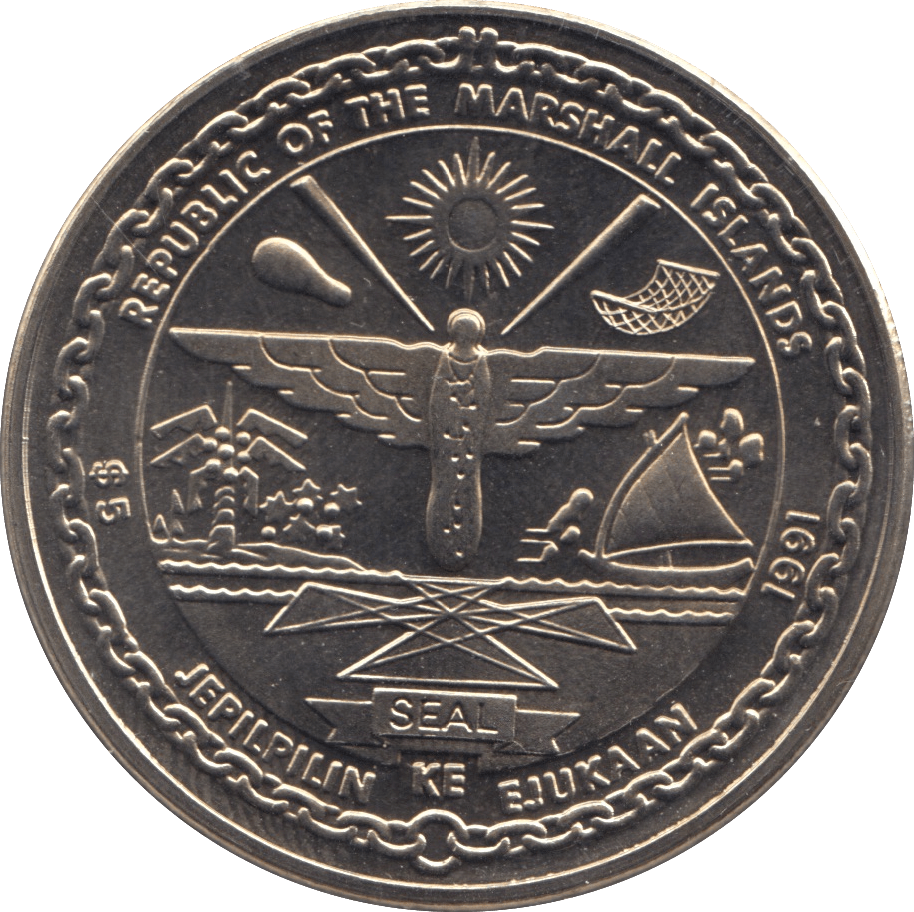 1991 FIVE DOLLAR MARSHALL ISLANDS F410 - WORLD COINS - Cambridgeshire Coins