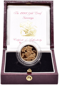 1991 GOLD PROOF SOVEREIGN BOXED - GOLD PROOF SOVEREIGNS - Cambridgeshire Coins
