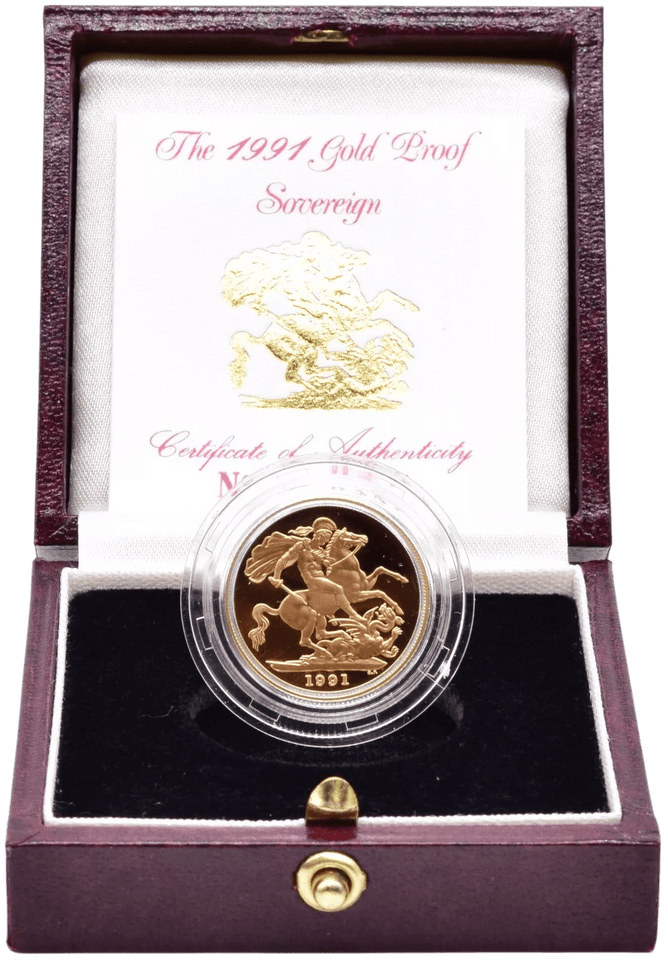 1991 GOLD PROOF SOVEREIGN BOXED - GOLD PROOF SOVEREIGNS - Cambridgeshire Coins
