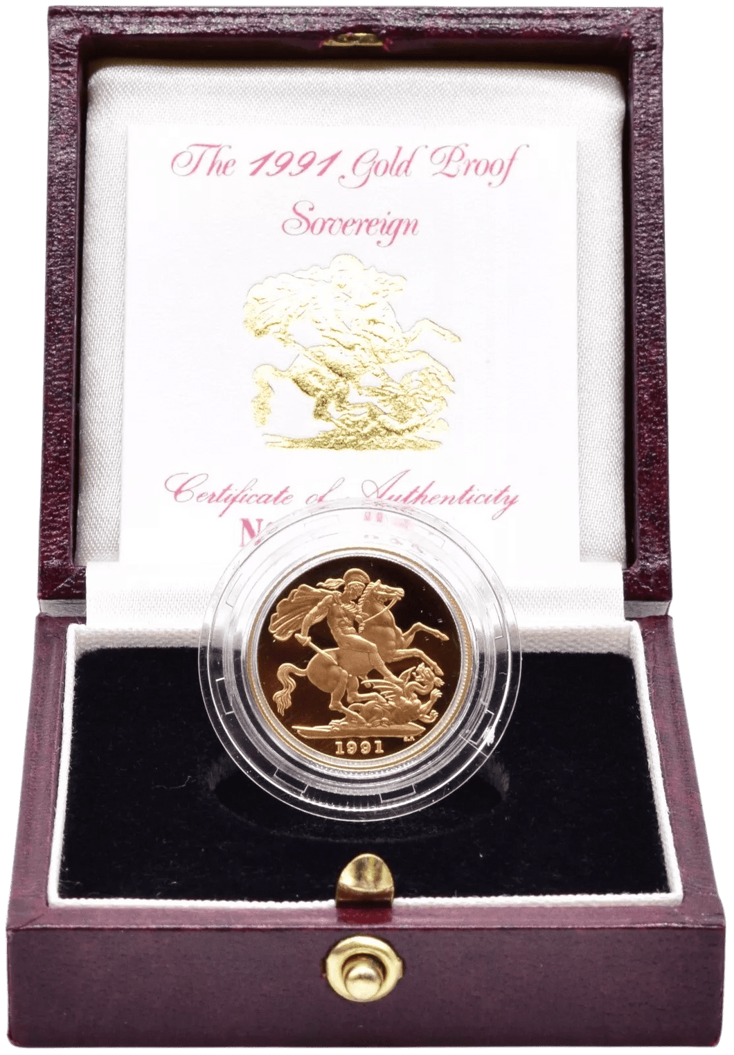 1991 GOLD PROOF SOVEREIGN BOXED - GOLD PROOF SOVEREIGNS - Cambridgeshire Coins