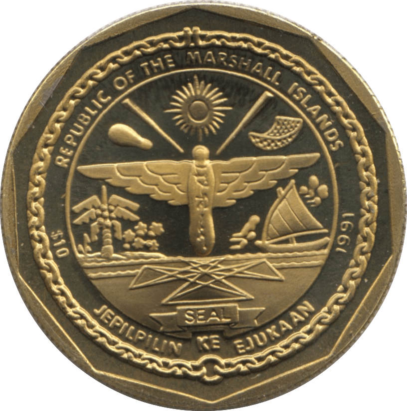 1991 MARSHALL ISLANDS $10 COMMEMORATIVE COIN B - 25 MITCHELL - WORLD COINS - Cambridgeshire Coins