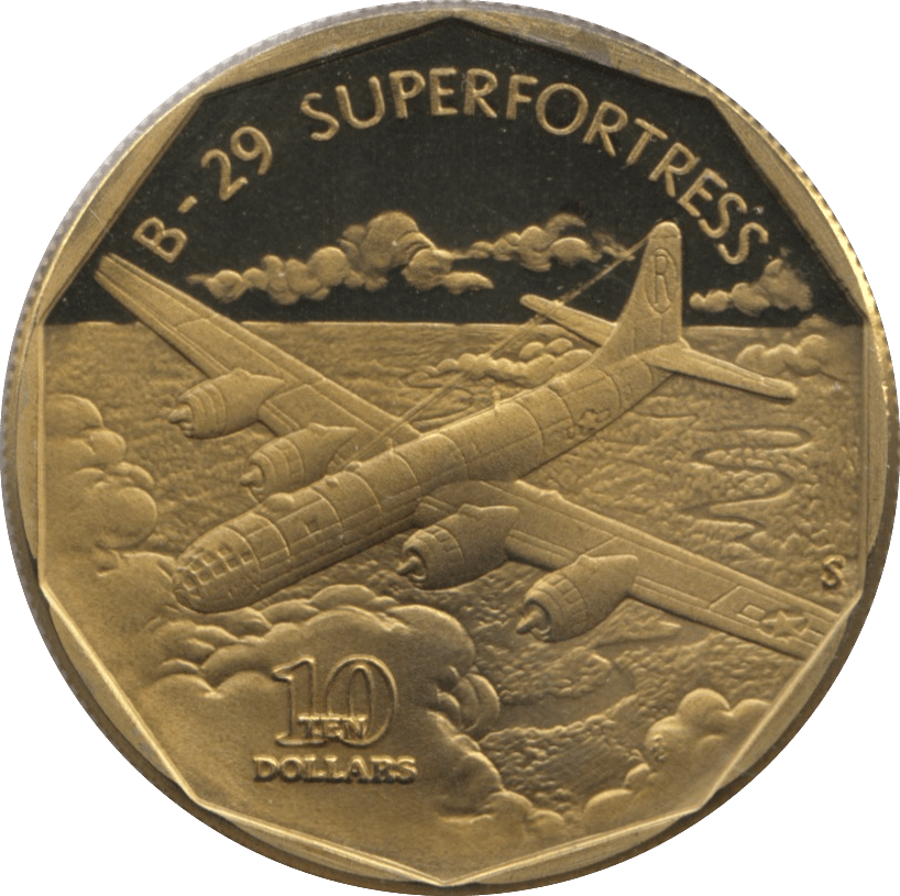 1991 MARSHALL ISLANDS $10 COMMEMORATIVE COIN B - 29 SUPERFORTRESS - WORLD COINS - Cambridgeshire Coins