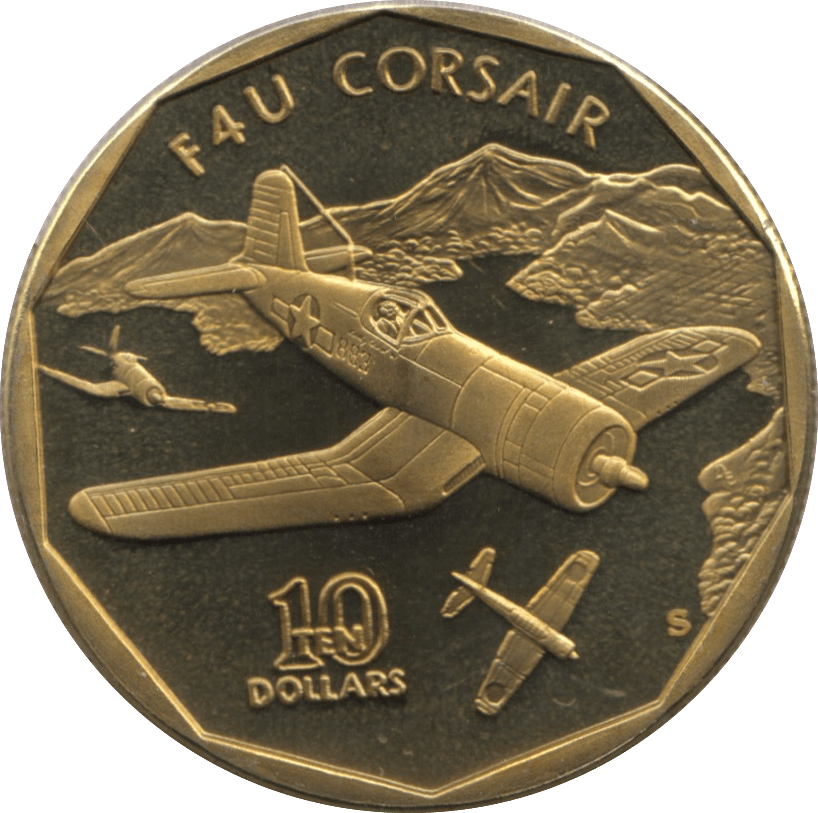 1991 MARSHALL ISLANDS $10 COMMEMORATIVE COIN F4U CORSAIR - WORLD COINS - Cambridgeshire Coins