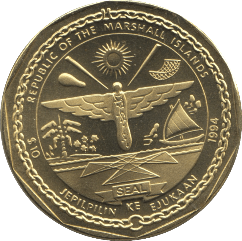 1991 MARSHALL ISLANDS $10 COMMEMORATIVE COIN HEROES OF D - DAY - WORLD COINS - Cambridgeshire Coins