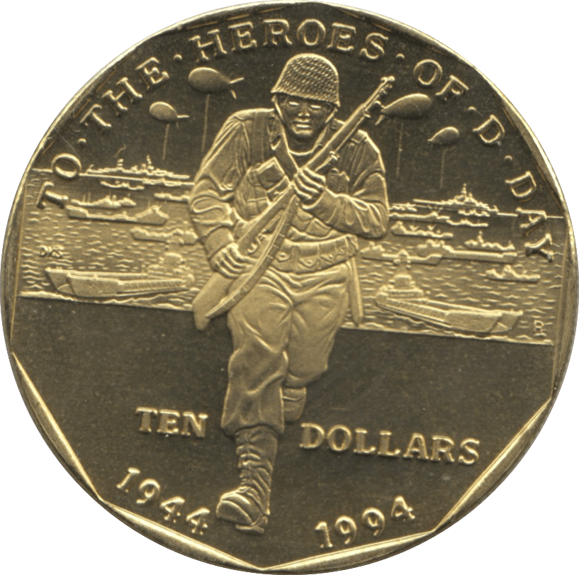1991 MARSHALL ISLANDS $10 COMMEMORATIVE COIN HEROES OF D - DAY - WORLD COINS - Cambridgeshire Coins