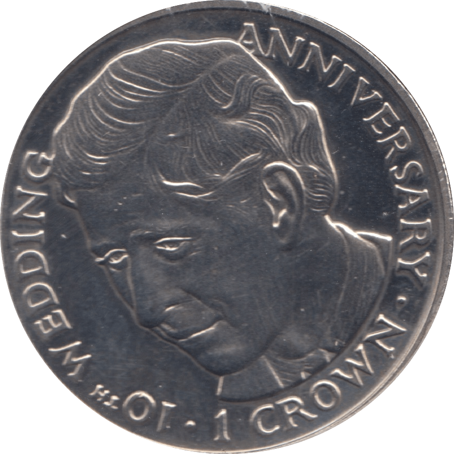 1991 ONE CROWN 10TH WEDDING ANNIVERSARY - WORLD COINS - Cambridgeshire Coins