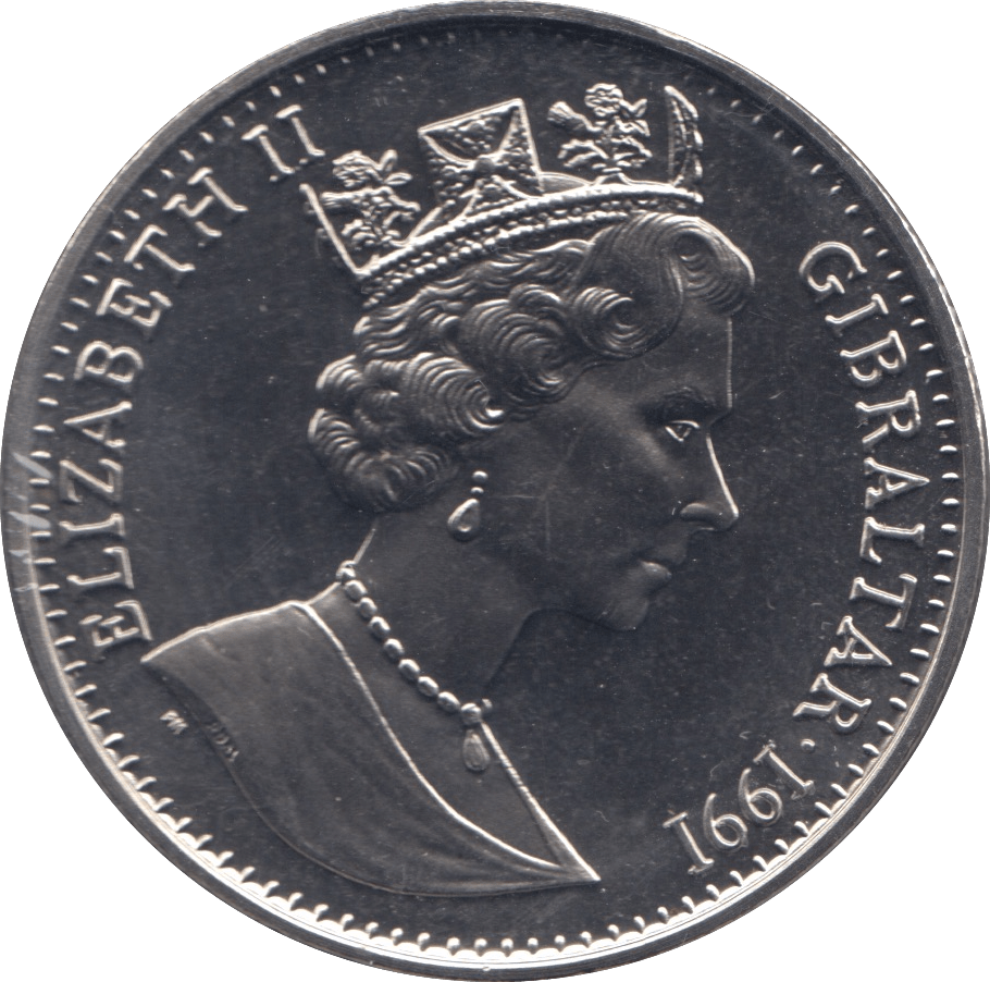 1991 ONE CROWN GIBRALTAR F470 - WORLD COINS - Cambridgeshire Coins
