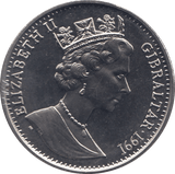 1991 ONE CROWN GIBRALTAR F470 - WORLD COINS - Cambridgeshire Coins