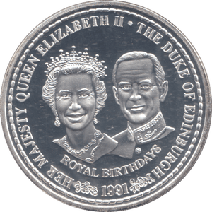 1991 ONE CROWN ROYAL BIRTHDAYS SILVER PROOF - WORLD COINS - Cambridgeshire Coins