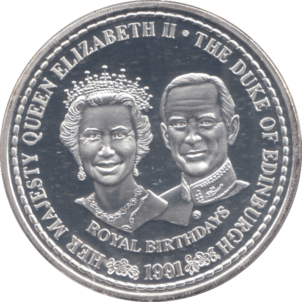 1991 ONE CROWN ROYAL BIRTHDAYS SILVER PROOF - WORLD COINS - Cambridgeshire Coins