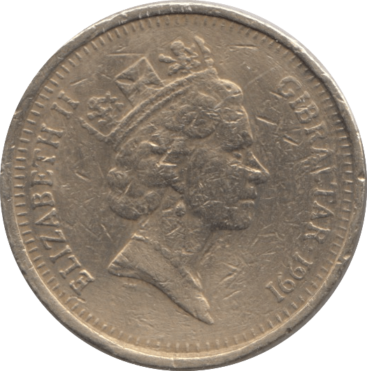 1991 ONE POUND GIBRALTAR - WORLD COINS - Cambridgeshire Coins