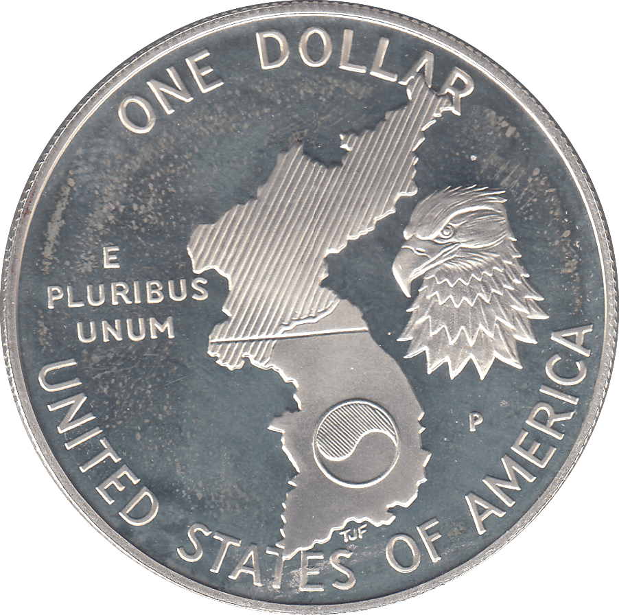 1991 SILVER 38th ANNIVERSARY KOREA ONE DOLLAR ( PROOF ) - SILVER WORLD COINS - Cambridgeshire Coins