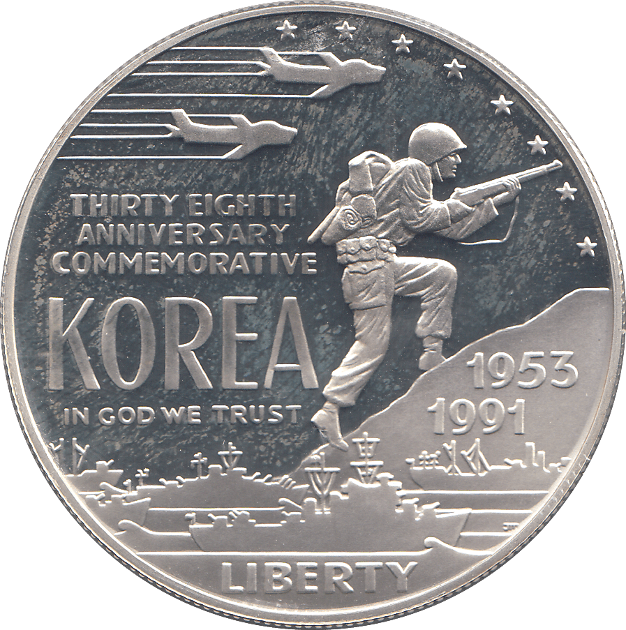 1991 SILVER 38th ANNIVERSARY KOREA ONE DOLLAR ( PROOF ) - SILVER WORLD COINS - Cambridgeshire Coins