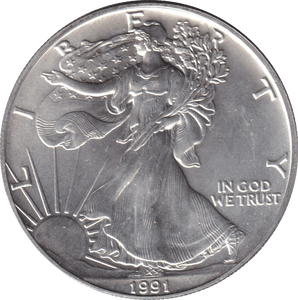 1991 SILVER LIBERTY DOLLAR USA - SILVER WORLD COINS - Cambridgeshire Coins