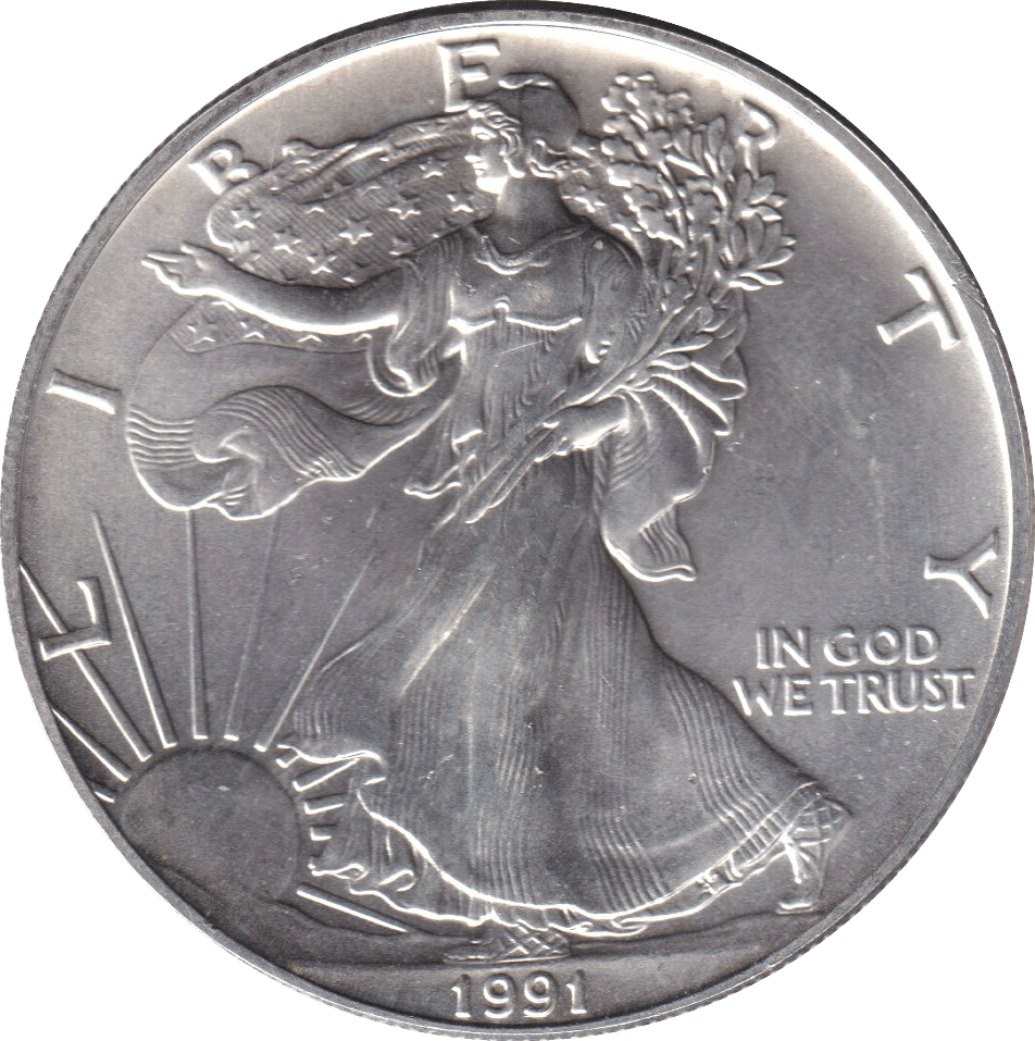 1991 SILVER LIBERTY DOLLAR USA - SILVER WORLD COINS - Cambridgeshire Coins