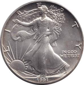 1991 SILVER ONE DOLLAR USA - SILVER WORLD COINS - Cambridgeshire Coins
