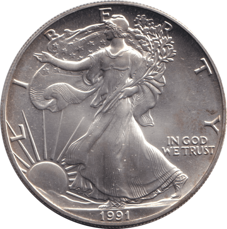 1991 SILVER ONE DOLLAR USA - SILVER WORLD COINS - Cambridgeshire Coins