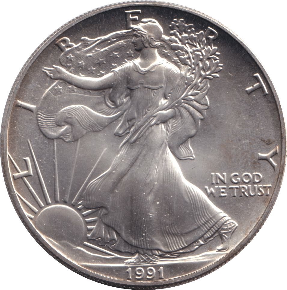 1991 SILVER ONE DOLLAR USA - SILVER WORLD COINS - Cambridgeshire Coins