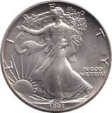 1991 SILVER ONE DOLLAR USA - SILVER WORLD COINS - Cambridgeshire Coins