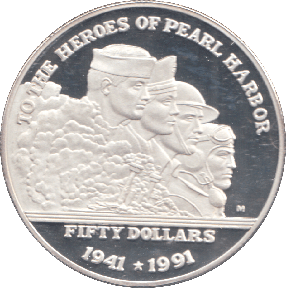 1991 SILVER PROOF 50 DOLLARS PEARL HARBOUR - SILVER WORLD COINS - Cambridgeshire Coins