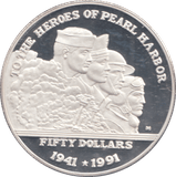1991 SILVER PROOF 50 DOLLARS PEARL HARBOUR - SILVER WORLD COINS - Cambridgeshire Coins