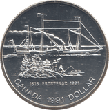 1991 SILVER PROOF DOLLAR ROYAL CANADIAN MINT SHIP 'FRONTENAC' - SILVER WORLD COINS - Cambridgeshire Coins