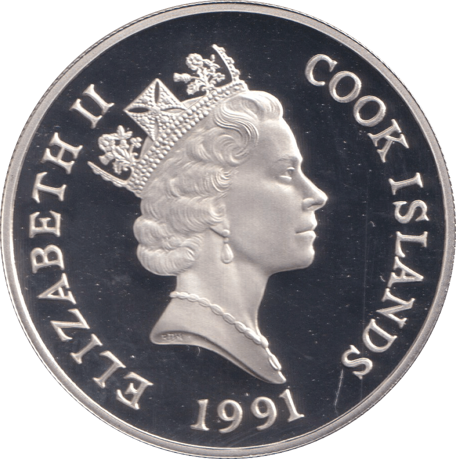1991 SILVER PROOF FIFTY DOLLAR COOK ISLANDS - SILVER WORLD COINS - Cambridgeshire Coins