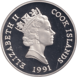 1991 SILVER PROOF FIFTY DOLLAR COOK ISLANDS - SILVER WORLD COINS - Cambridgeshire Coins