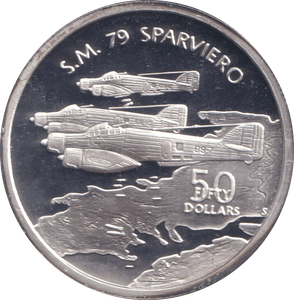 1991 SILVER PROOF FIFTY DOLLARS S.M. 79 SPARVIERO - SILVER WORLD COINS - Cambridgeshire Coins