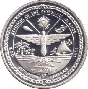 1991 SILVER PROOF FIFTY DOLLARS S.M. 79 SPARVIERO - SILVER WORLD COINS - Cambridgeshire Coins