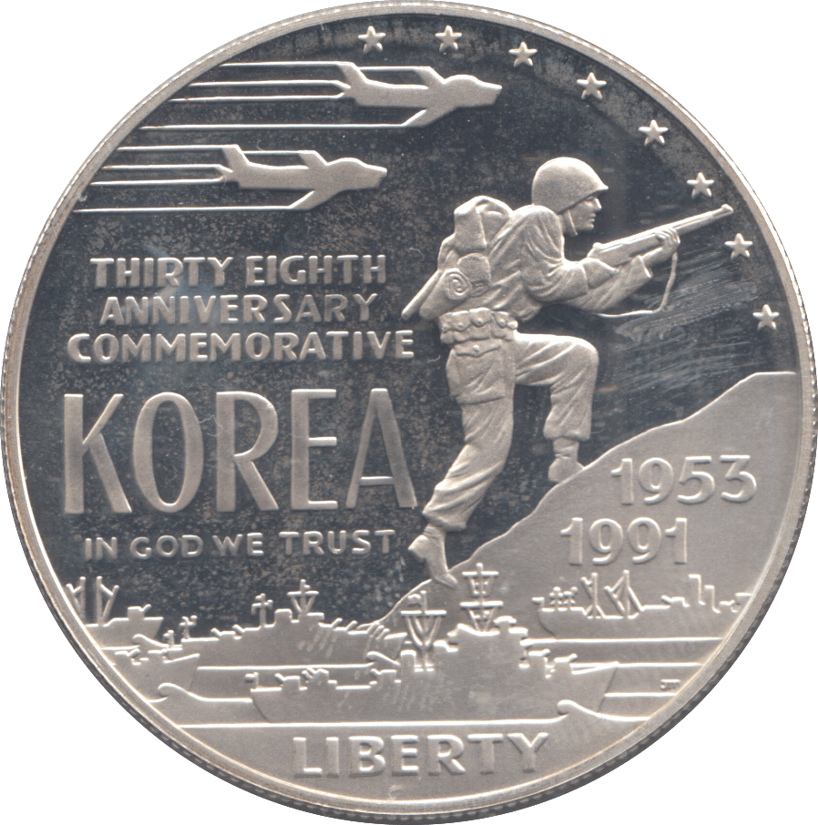 1991 SILVER PROOF USA DOLLAR KOREAN WAR - Silver Proof - Cambridgeshire Coins