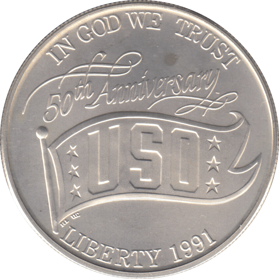 1991 USO ANNIVERSARY ONE DOLLAR USA - WORLD COINS - Cambridgeshire Coins