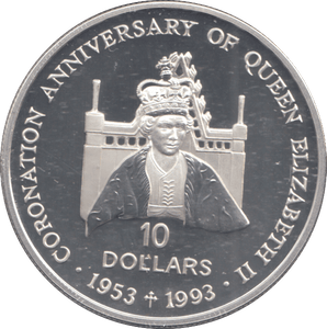 1992 10 DOLLARS CORONATION ANNIVERSARY OF THE QUEEN - WORLD COINS - Cambridgeshire Coins
