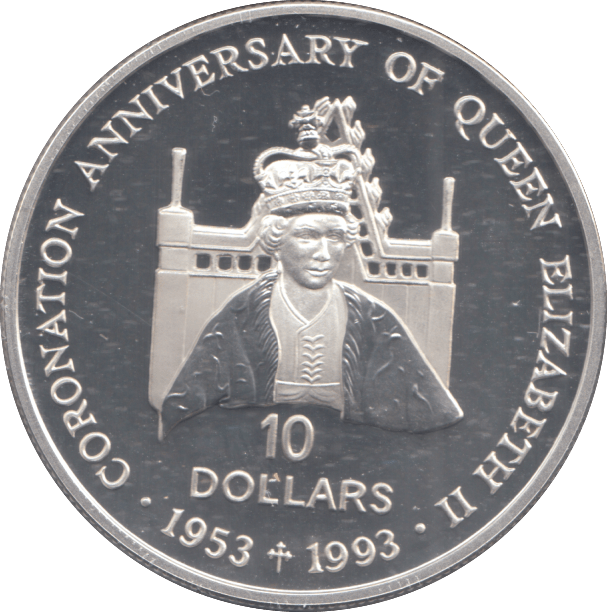 1992 10 DOLLARS CORONATION ANNIVERSARY OF THE QUEEN - WORLD COINS - Cambridgeshire Coins