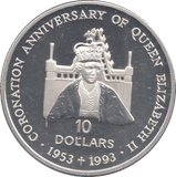 1992 10 DOLLARS CORONATION ANNIVERSARY OF THE QUEEN - WORLD COINS - Cambridgeshire Coins