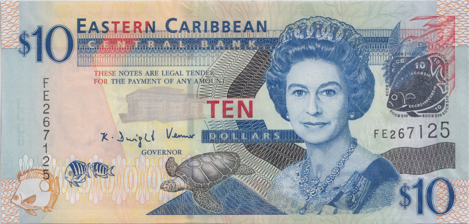 1992 10 DOLLARS EASTERN CARIBBEAN BANKNOTE REF-1752 - WORLD BANKNOTES - Cambridgeshire Coins