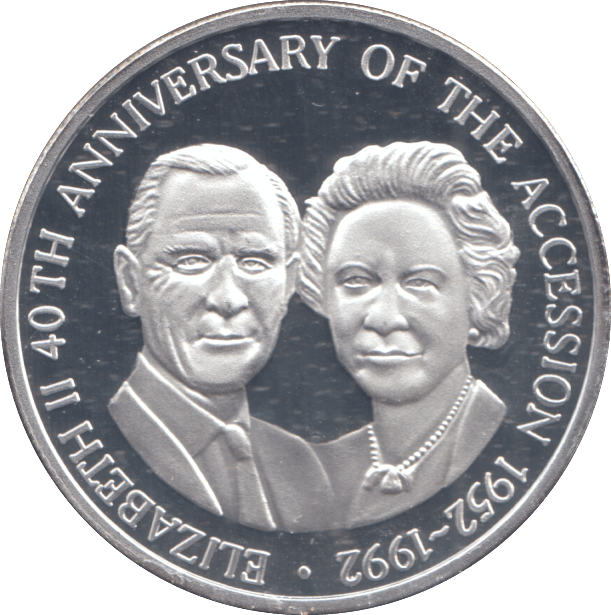 1992 20 CROWNS 40TH ANNIVERSARY OF THE ACCESSION SILVER PROOF - WORLD COINS - Cambridgeshire Coins