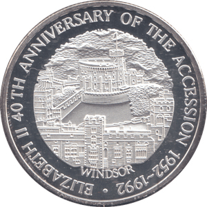 1992 20 CROWNS 40TH ANNIVERSARY OF THE ACCESSION SILVER PROOF - WORLD COINS - Cambridgeshire Coins