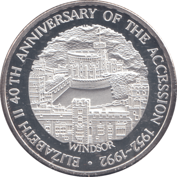 1992 20 CROWNS 40TH ANNIVERSARY OF THE ACCESSION SILVER PROOF - WORLD COINS - Cambridgeshire Coins